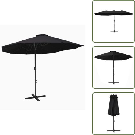 The Living Store Ombrellone da Esterni Palo in Alluminio 460x270cm Nero - Ombrellone esterno
