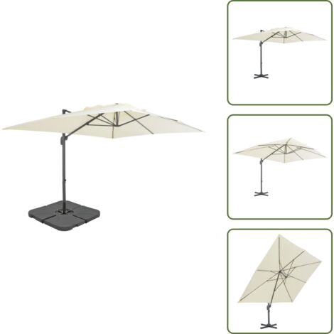 The Living Store Ombrellone da Giardino con Base Portatile Sabbia - Ombrellone con base