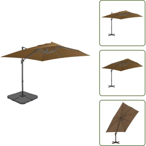 The Living Store Ombrellone da Giardino con Base Portatile Tortora - Ombrellone con base portatile