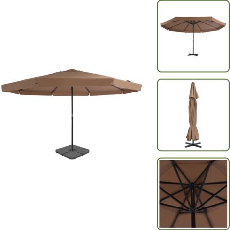 The Living Store Ombrellone da Giardino con Base Portatile Tortora - Ombrellone con base portatile