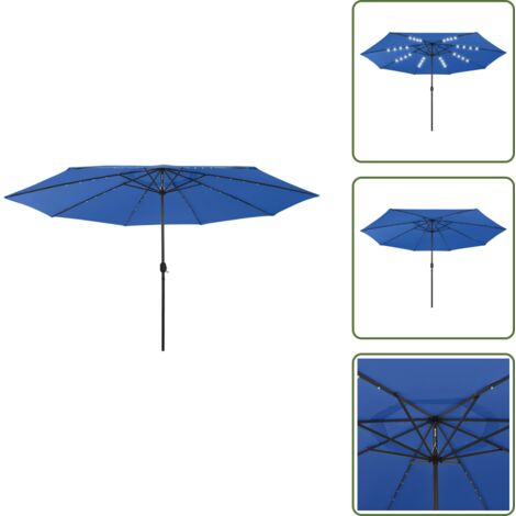 The Living Store Ombrellone da Giardino con Luci LED 400 cm Azzurro - Luci LED