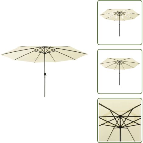 The Living Store Ombrellone da Giardino con Luci LED 400 cm Sabbia - Luci LED