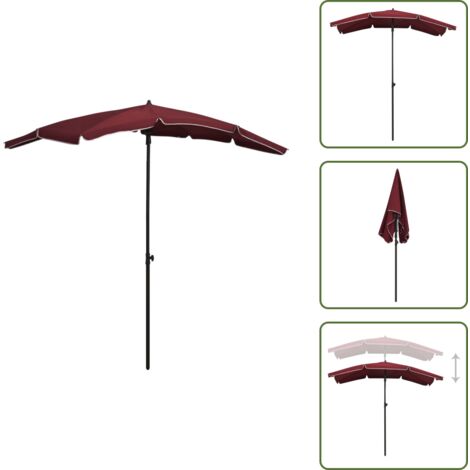 The Living Store Ombrellone da Giardino con Palo 200x130 cm Rosso Bordò - Ombrellone da patio