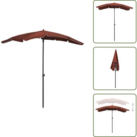 The Living Store Ombrellone da Giardino con Palo 200x130 cm Terracotta - Ombrellone da patio