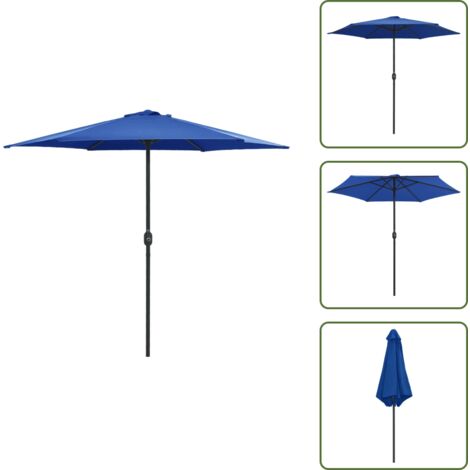 The Living Store Ombrellone da Giardino con Palo in Alluminio 270x246 cm Azzurro - Ombrellone azzurro