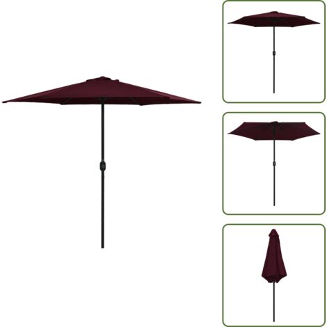 The Living Store Ombrellone da Giardino con Palo in Alluminio 270x246 cm Bordò - Ombrellone in alluminio