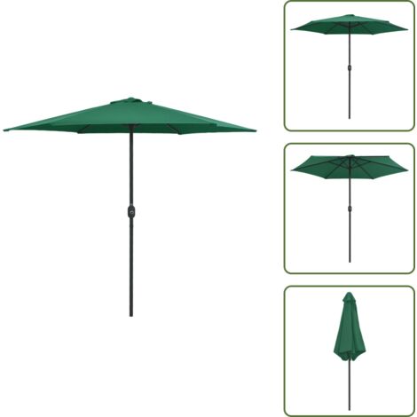 The Living Store Ombrellone da Giardino con Palo in Alluminio 270x246 cm Verde - Ombrellone verde