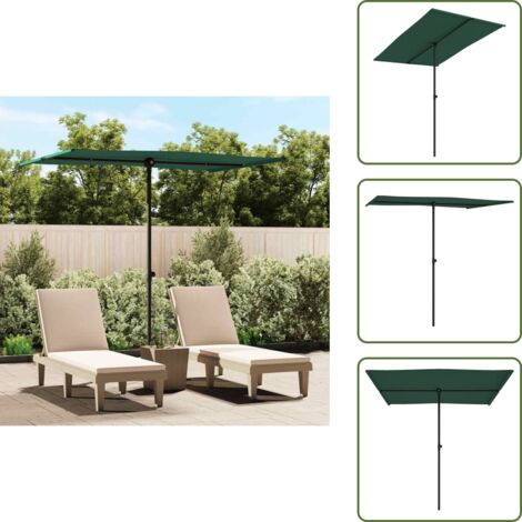 The Living Store Ombrellone da Giardino con Palo in Alluminio 2x1,5 m Verde - Ombrellone in alluminio