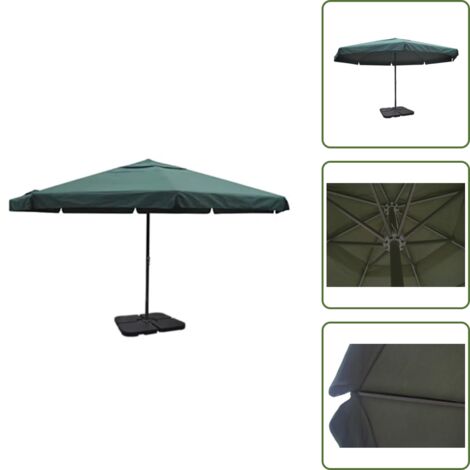 The Living Store Ombrellone da Giardino in Alluminio con Base Portatile Verde - Ombrellone in alluminio