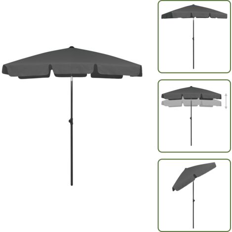 The Living Store Ombrellone da Spiaggia Antracite 180x120 cm - Ombrellone antracite