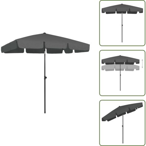 The Living Store Ombrellone da Spiaggia Antracite 200x125 cm - Ombrellone antracite