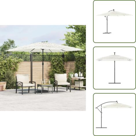 The Living Store Ombrellone Giardino con Palo in Acciaio Bianco 290x290x238 cm - Protezione dal sole