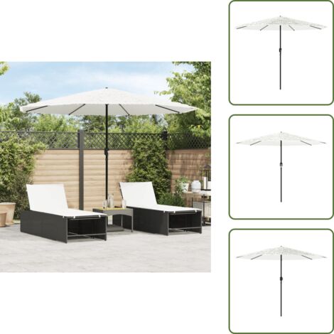 The Living Store Ombrellone Giardino con Palo in Acciaio Bianco 324x324x247 cm - Protezione dal sole