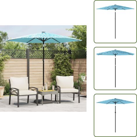 The Living Store Ombrellone Giardino con Palo in Acciaio Blu 223x223x213 cm - Protezione dal sole