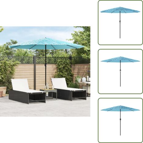 The Living Store Ombrellone Giardino con Palo in Acciaio Blu 324x324x247 cm - Protezione dal sole
