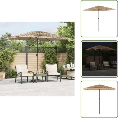The Living Store Ombrellone Giardino LED e Palo in Acciaio Marrone 248x248x248cm - Ombrellone con luci LED