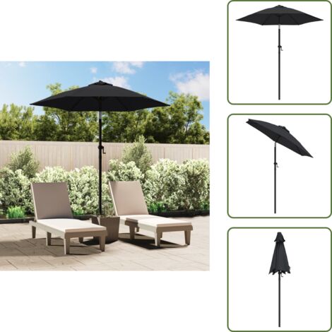 The Living Store Ombrellone Nero 200x224 cm in Alluminio - Ombrellone pieghevole