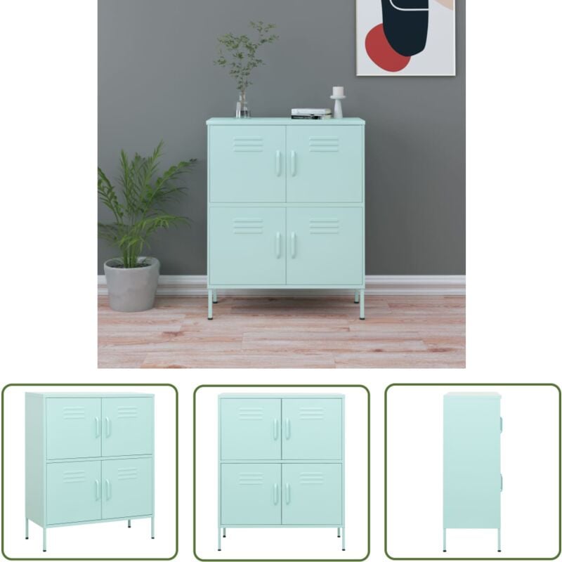 The Living Store - Armoire de rangement Vert menthe 80x35x101,5 cm Acier - Meuble De Rangement - Armoire De Rangement - Armoire Métallique