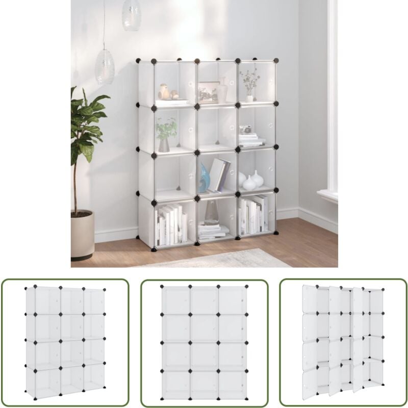 The Living Store - Cubes de rangement 12 pcs avec portes Transparent pp - Cube De Rangement - Étagère De Rangement - Meuble De Rangement - Rangement