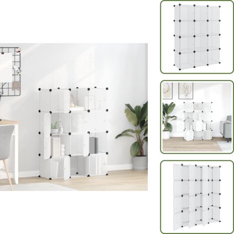 The Living Store Organizador de cubos de almacenamiento con 12 cubos y puertas, PP transparente - Almacenamiento de cubos