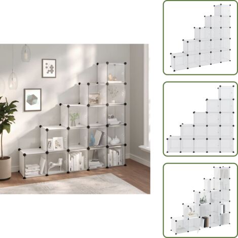 The Living Store Organizador de cubos de almacenamiento con 15 cubos y puertas, PP transparente - Almacenamiento de cubos
