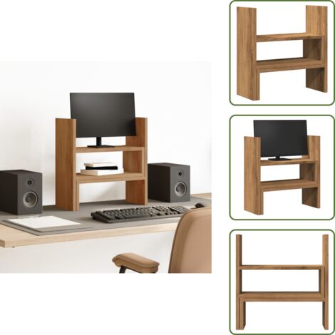 The Living Store Organizer Scrivania Rovere Artigianale 40x17x41cm in Truciolato - Scaffale regolabile