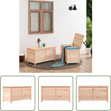 The Living Store Outdoor-Kissenbox 100x50x56 cm Massivholz Tanne - Holz Kissenbox - Gartenkiste - Auflagenbox - Gartenschuppen - Wetterfestes Möbel