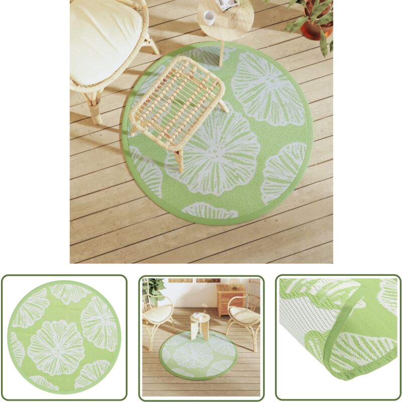 Vidaxl The Living Store - Outdoor-teppich Arakil Grün Ø120 Cm Pp - Gartenteppich - Außenbereich - Terrassenmöbel - Balkondekoration - Polypropylen