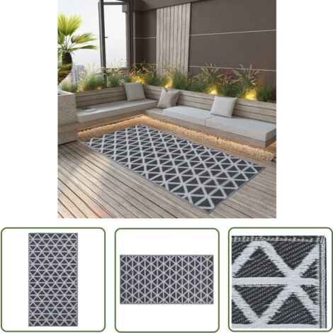 The Living Store Outdoor-Teppich ARAKIL Schwarz 120x180 cm PP - Außenbereich Dekoration - Balkon Deko - Terrassenmöbel Zubehör - Garten Teppich - Sonnenterrasse