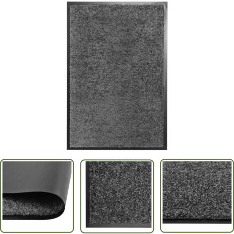 The Living Store Paillasson lavable Anthracite 40x60 cm - Tapis D'entrée - Paillasson Extérieur - Paillasson Intérieur - Matelas D'accueil - Tapis Absorbant