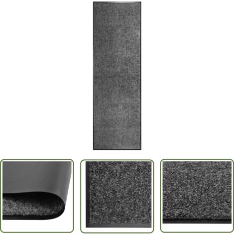 The Living Store Paillasson lavable Anthracite 60x180 cm - Tapis D'entrée - Paillasson Extérieur - Paillasson Intérieur - Matelas D'accueil - Tapis Absorbant