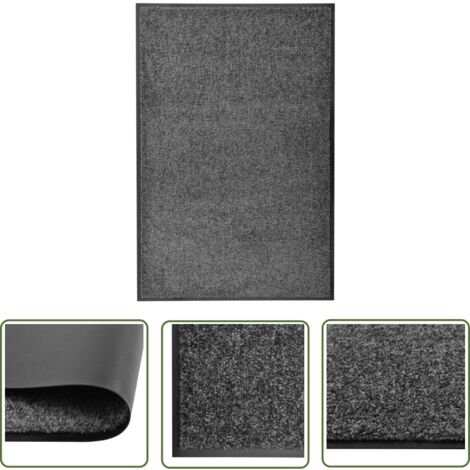 The Living Store Paillasson lavable Anthracite 60x90 cm - Tapis D'entrée - Paillasson Extérieur - Paillasson Intérieur - Tapis Absorbant - Tapis Antidérapant