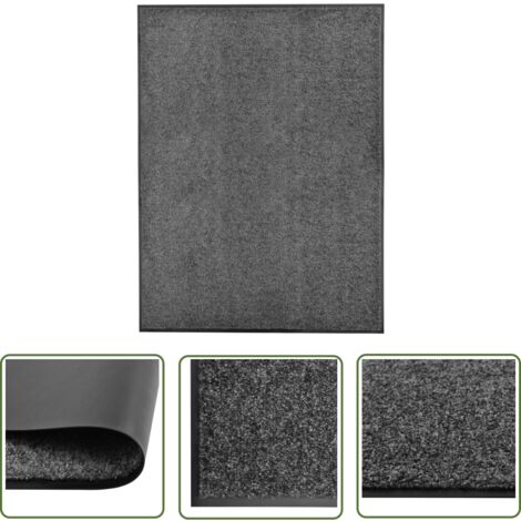 The Living Store Paillasson lavable Anthracite 90x120 cm - Tapis D'entrée - Paillasson Extérieur - Paillasson Intérieur - Matelas D'accueil - Tapis Absorbant