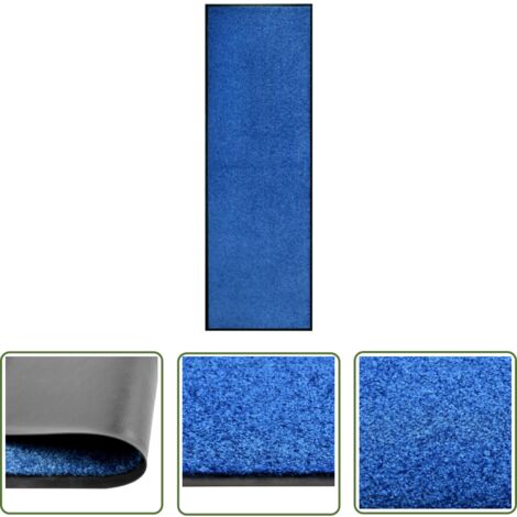 The Living Store Paillasson lavable Bleu 60x180 cm - Tapis D'entrée - Paillasson Extérieur - Paillasson Intérieur - Tapis Absorbant - Tapis Washable