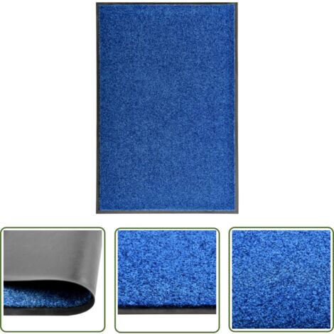 The Living Store Paillasson lavable Bleu 60x90 cm - Tapis D'entrée - Paillasson Extérieur - Paillasson Intérieur - Tapis Absorbant - Tapis Washable