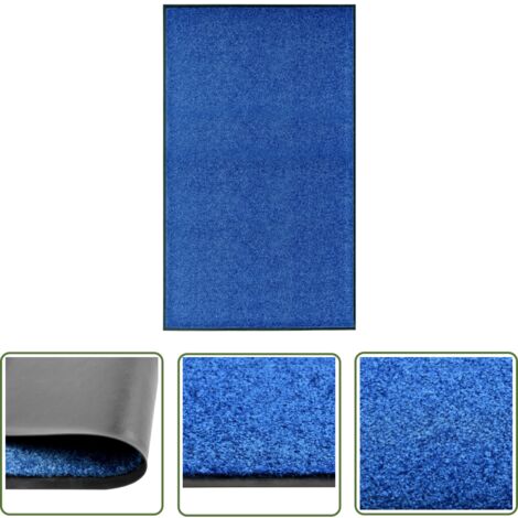 The Living Store Paillasson lavable Bleu 90x150 cm - Tapis D'entrée - Paillasson Extérieur - Paillasson Intérieur - Tapis Absorbant - Tapis Washable