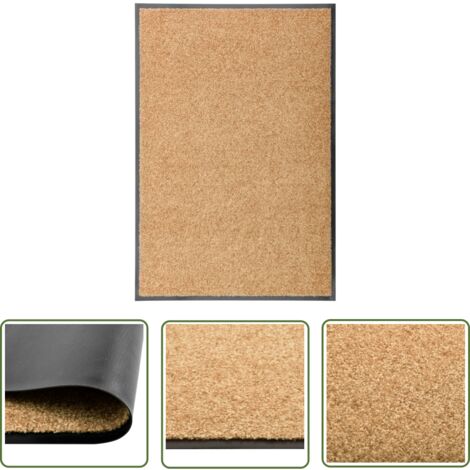 The Living Store Paillasson lavable Crème 60x90 cm - Tapis D'entrée - Paillasson Extérieur - Paillasson Intérieur - Tapis Absorbant - Tapis Lavable