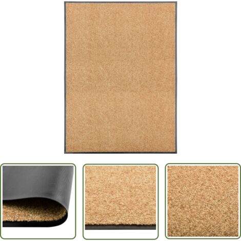 The Living Store Paillasson lavable Crème 90x120 cm - Tapis D'entrée - Paillasson Extérieur - Paillasson Intérieur - Tapis Absorbant - Tapis Lavable