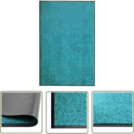 The Living Store Paillasson lavable Cyan 120x180 cm - Tapis D'entrée - Paillasson Extérieur - Paillasson Intérieur - Tapis Absorbant - Tapis Washable