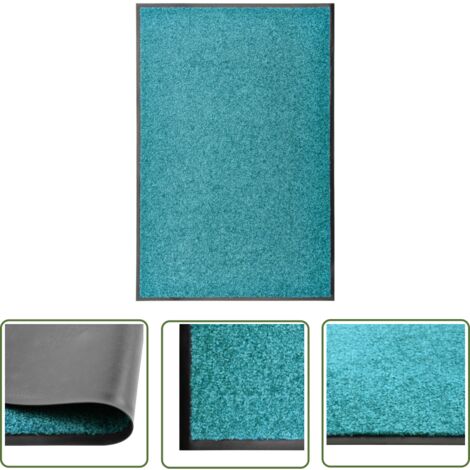 The Living Store Paillasson lavable Cyan 60x90 cm - Tapis D'entrée - Paillasson Extérieur - Paillasson Intérieur - Tapis Absorbant - Tapis Washable