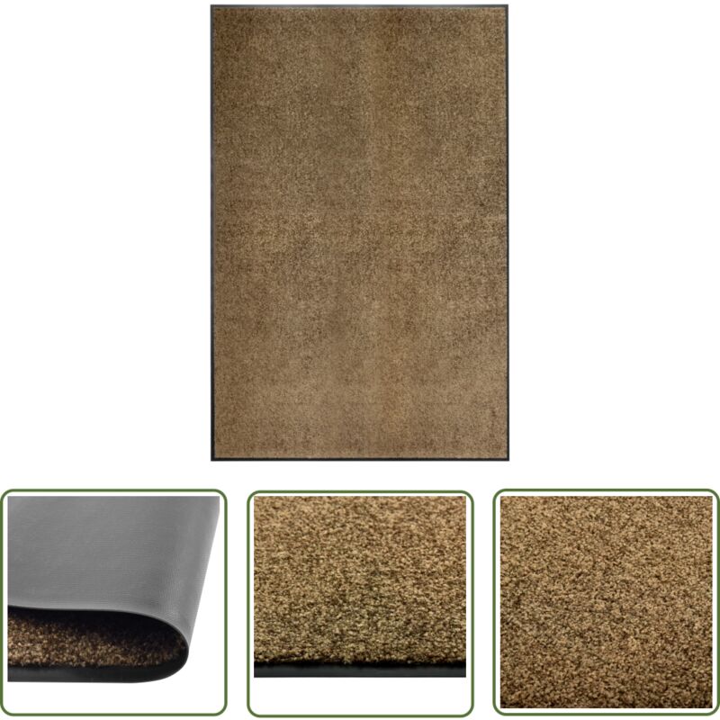 Paillasson lavable Marron 120x180 cm - Tapis D'entrée - Paillasson Extérieur - Paillasson Intérieur - Tapis Absorbant - Tapis Antidérapant - The