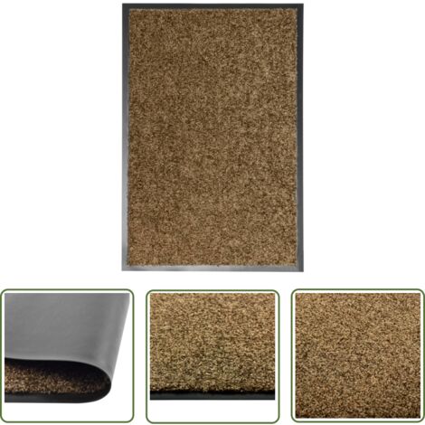 The Living Store Paillasson lavable Marron 40x60 cm - Tapis D'entrée - Paillasson Extérieur - Paillasson Intérieur - Tapis Absorbent - Tapis Antidérapant