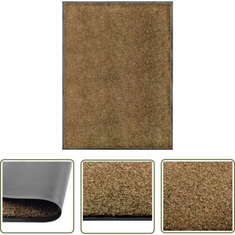 The Living Store Paillasson lavable Marron 90x120 cm - Tapis D'entrée - Paillasson Extérieur - Paillasson Intérieur - Tapis Absorbent - Tapis Washable