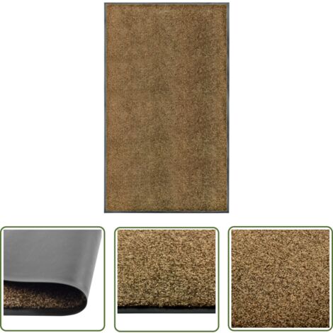 The Living Store Paillasson lavable Marron 90x150 cm - Tapis D'entrée - Paillasson Extérieur - Paillasson Intérieur - Tapis Absorbent - Tapis Antidérapant