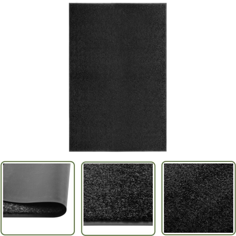 Abcrital - The Living Store Paillasson lavable Noir 120x180 cm - Tapis D'entrée - Paillasson Extérieur - Paillasson Intérieur - Tapis Absorbant