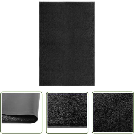 The Living Store Paillasson lavable Noir 120x180 cm - Tapis D'entrée - Paillasson Extérieur - Paillasson Intérieur - Tapis Absorbant - Tapis Antidérapant
