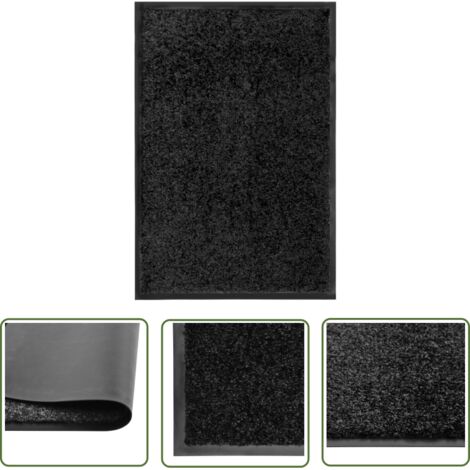 The Living Store Paillasson lavable Noir 40x60 cm - Tapis D'entrée - Paillasson Extérieur - Paillasson Intérieur - Tapis Absorbant - Tapis Pvc