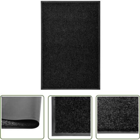 The Living Store Paillasson lavable Noir 60x90 cm - Tapis D'entrée - Paillasson Extérieur - Paillasson Intérieur - Tapis Absorbant - Tapis Antidérapant
