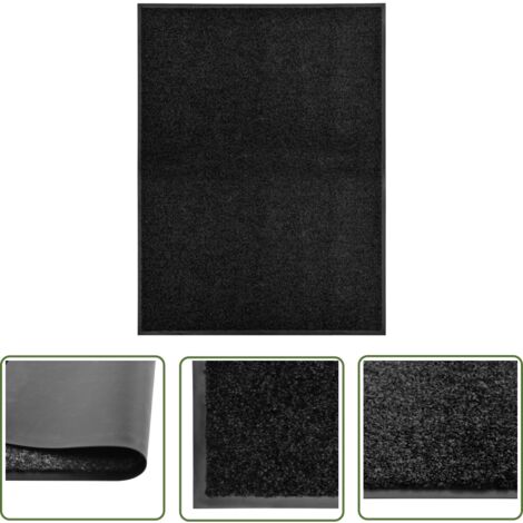 The Living Store Paillasson lavable Noir 90x120 cm - Tapis D'entrée - Paillasson Extérieur - Paillasson Intérieur - Tapis Absorbant - Tapis Antidérapant