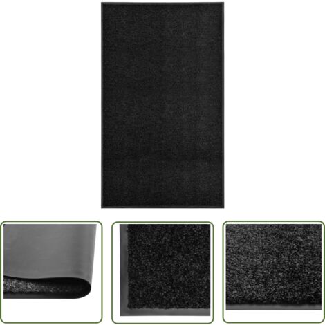 The Living Store Paillasson lavable Noir 90x150 cm - Tapis D'entrée - Paillasson Extérieur - Paillasson Intérieur - Tapis Absorbant - Tapis Antidérapant